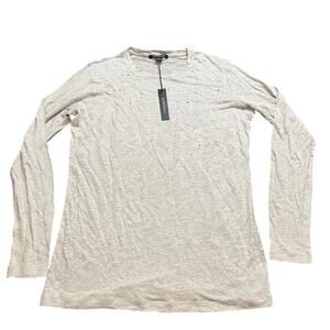 Acrobat‎ Womens 100% Linen Distressed Long Sleeve Top Gray Oversized Size Small